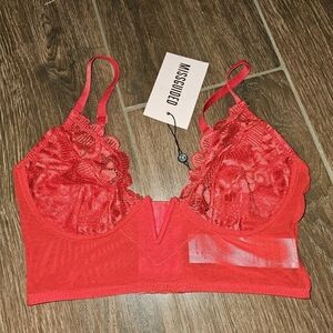 MISGUIDED SEXY RED LACE BUSTIER BRA SZ 4 SMALL NEW